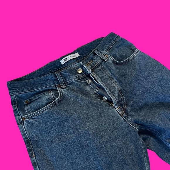 Zara Blue Boyfriend Jeans Classic Denim Style - Picture 1 of 4